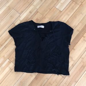 Black crop top with lace up